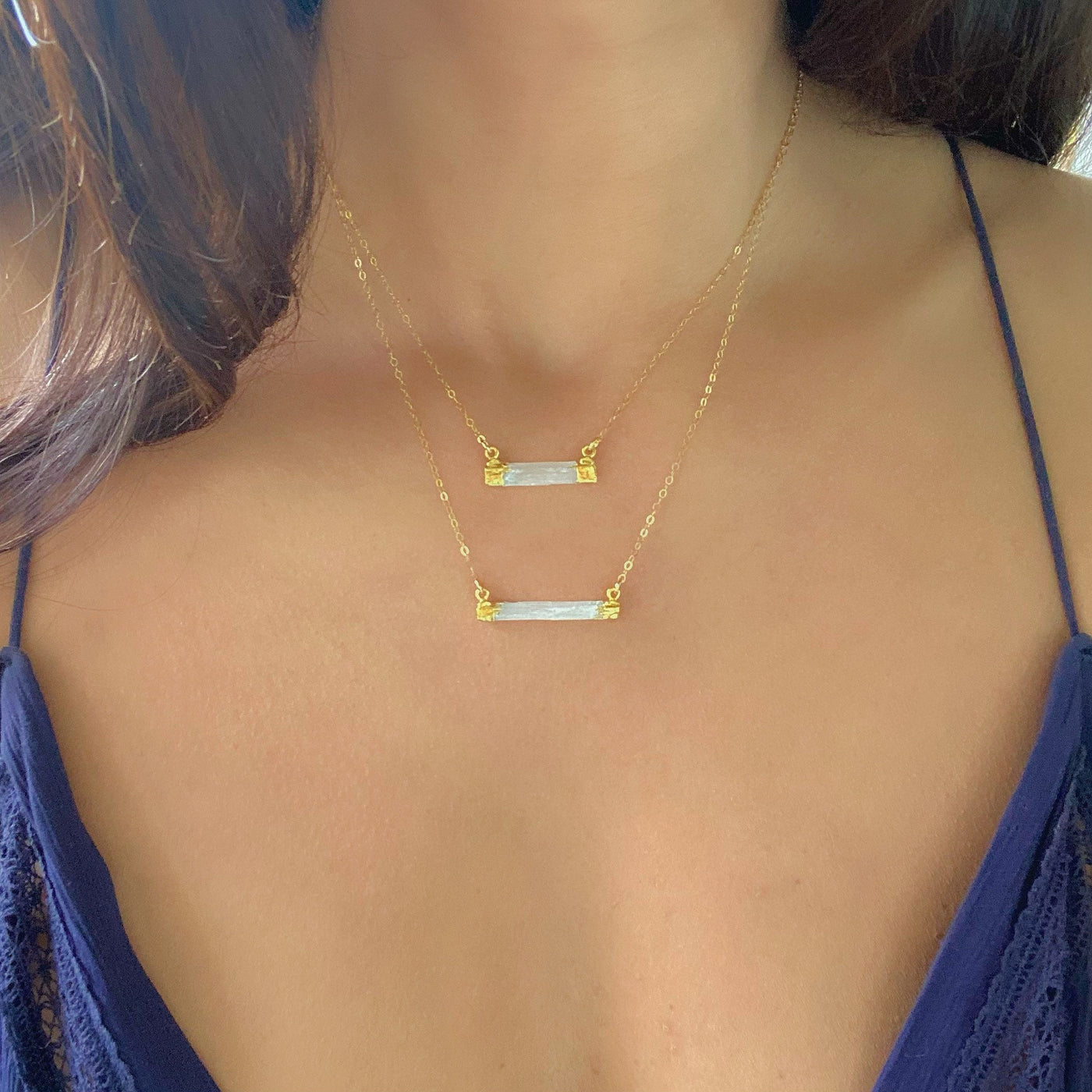 Selenite Horizontal Bar Necklace