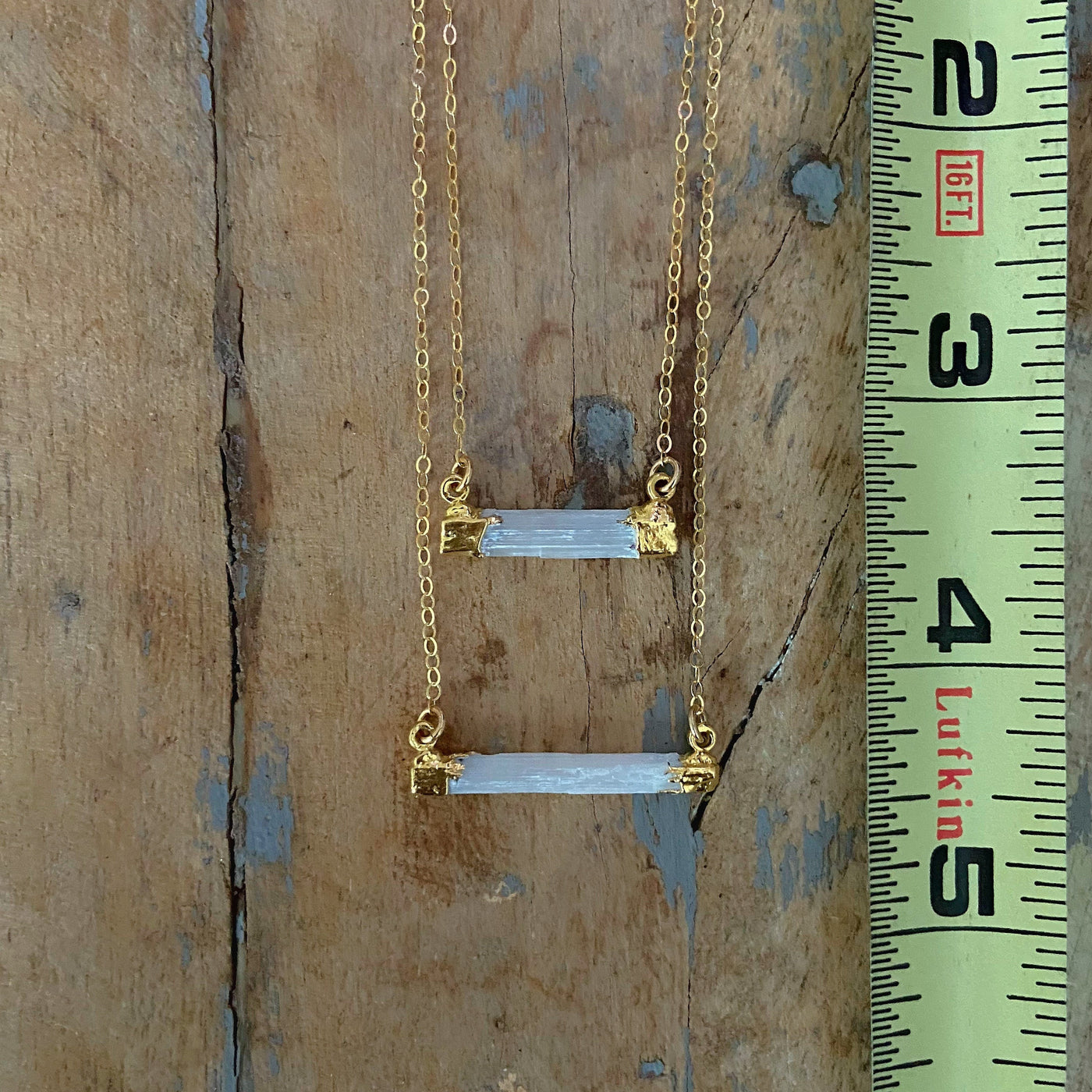 Selenite Horizontal Bar Necklace