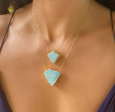 Larimar Pendant Gold Necklace