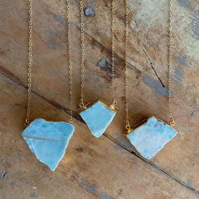 Larimar Pendant Gold Necklace