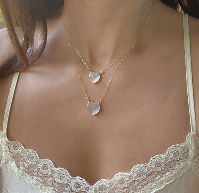 Selenite Gold Heart Necklace