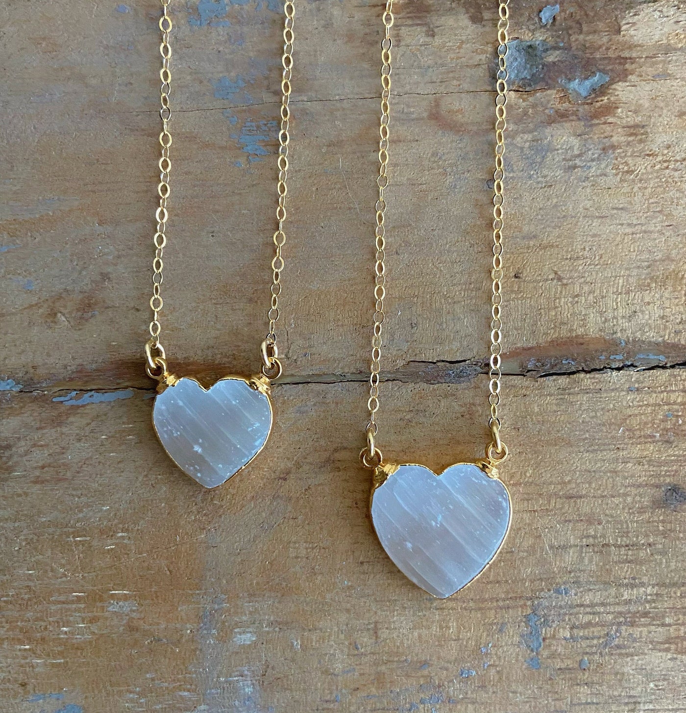 Selenite Gold Heart Necklace