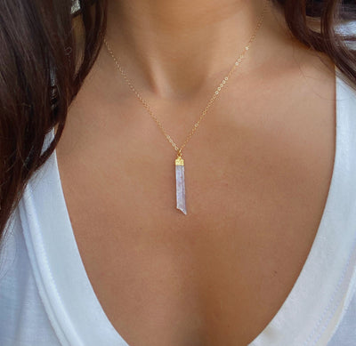 Lepidolite Gold Bar Necklace