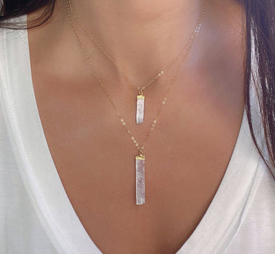 Lepidolite Gold Bar Necklace