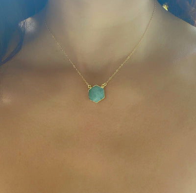 Gold Aquamarine Pendant Necklace