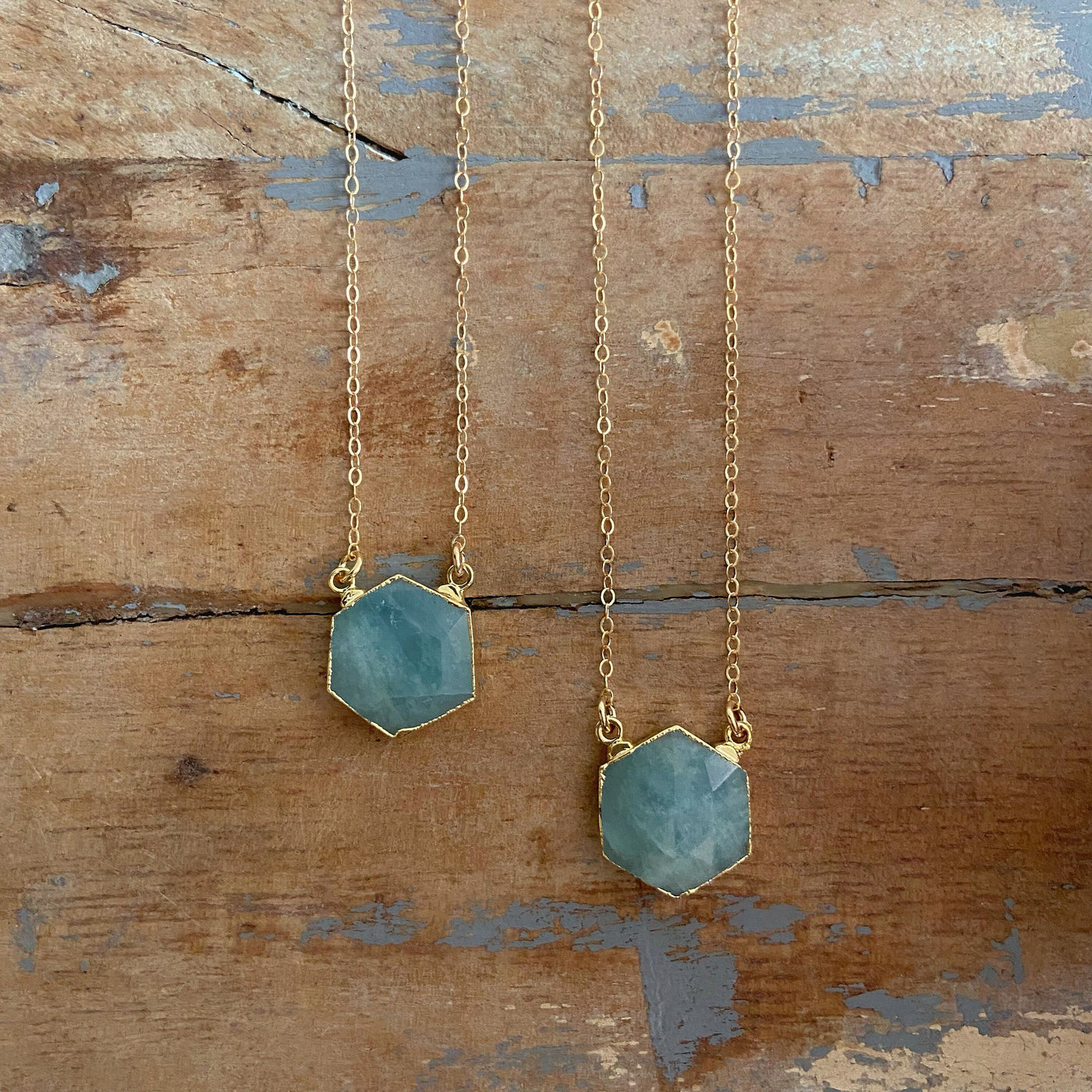 Gold Aquamarine Pendant Necklace