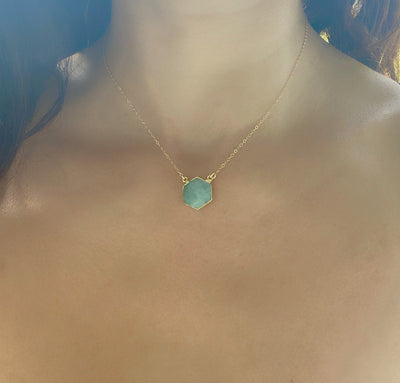 Gold Aquamarine Pendant Necklace