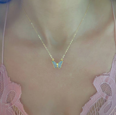 Peach Moonstone Butterfly Necklace