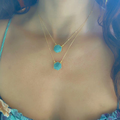 Gold Aquamarine Pendant Necklace