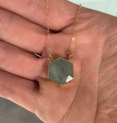 Gold Aquamarine Pendant Necklace