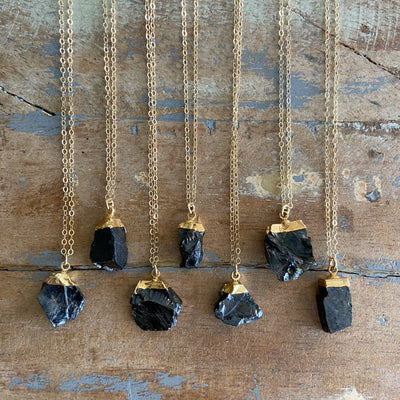 Gold Elite Noble Shungite Necklace // EMF Protection Necklace