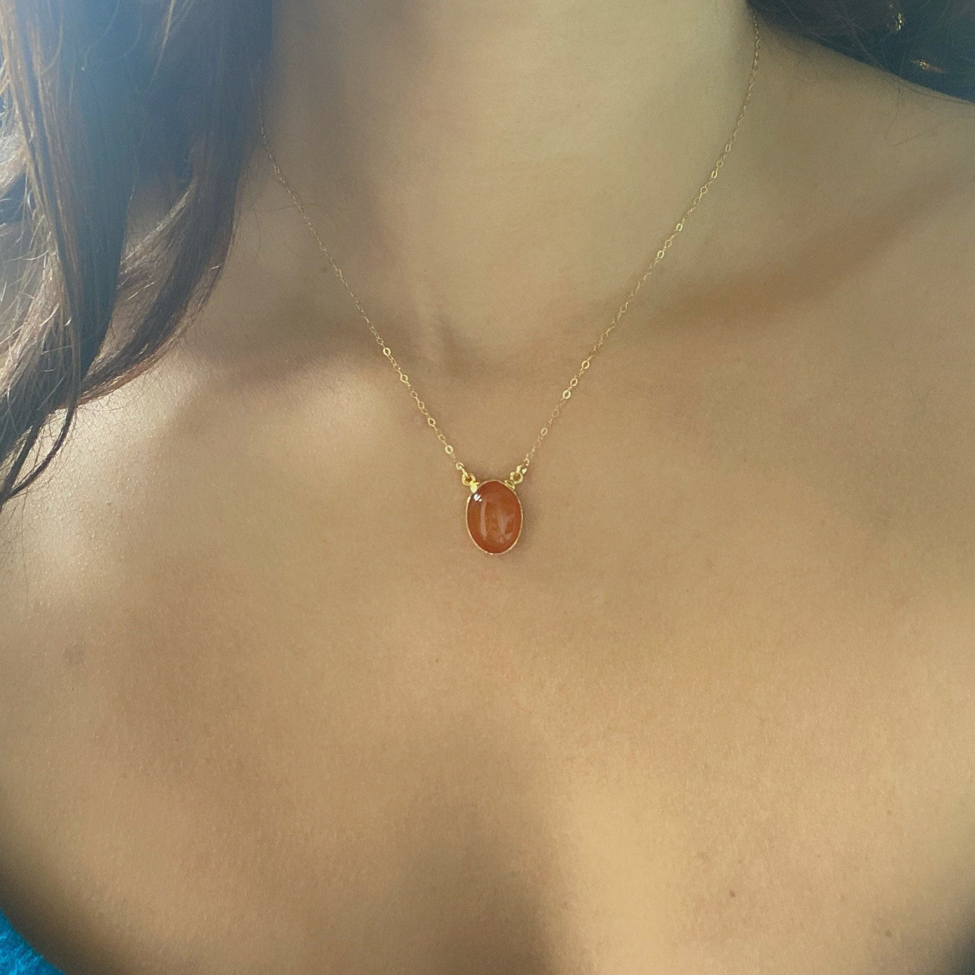 Carnelian Oval Pendant Necklace