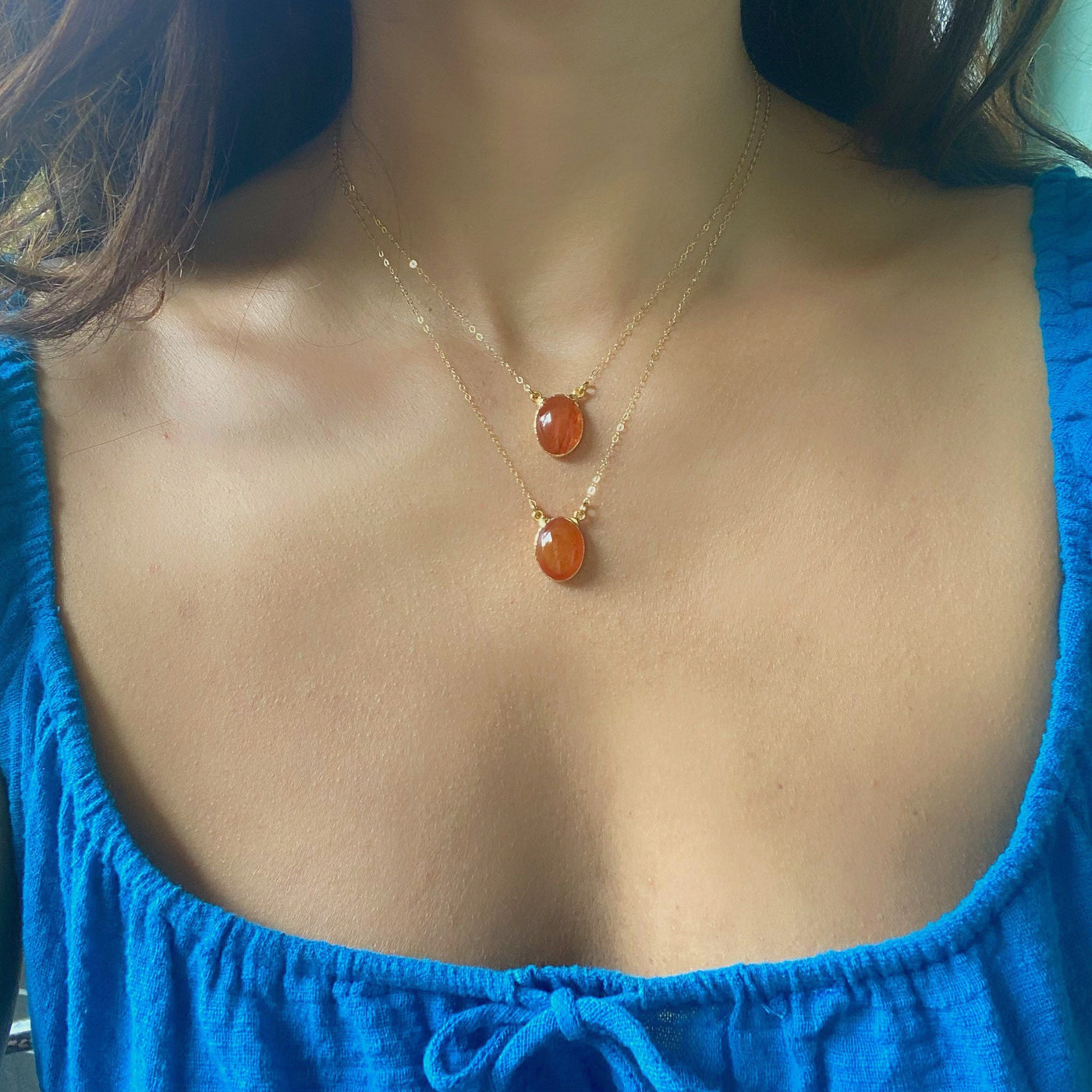 Carnelian Oval Pendant Necklace