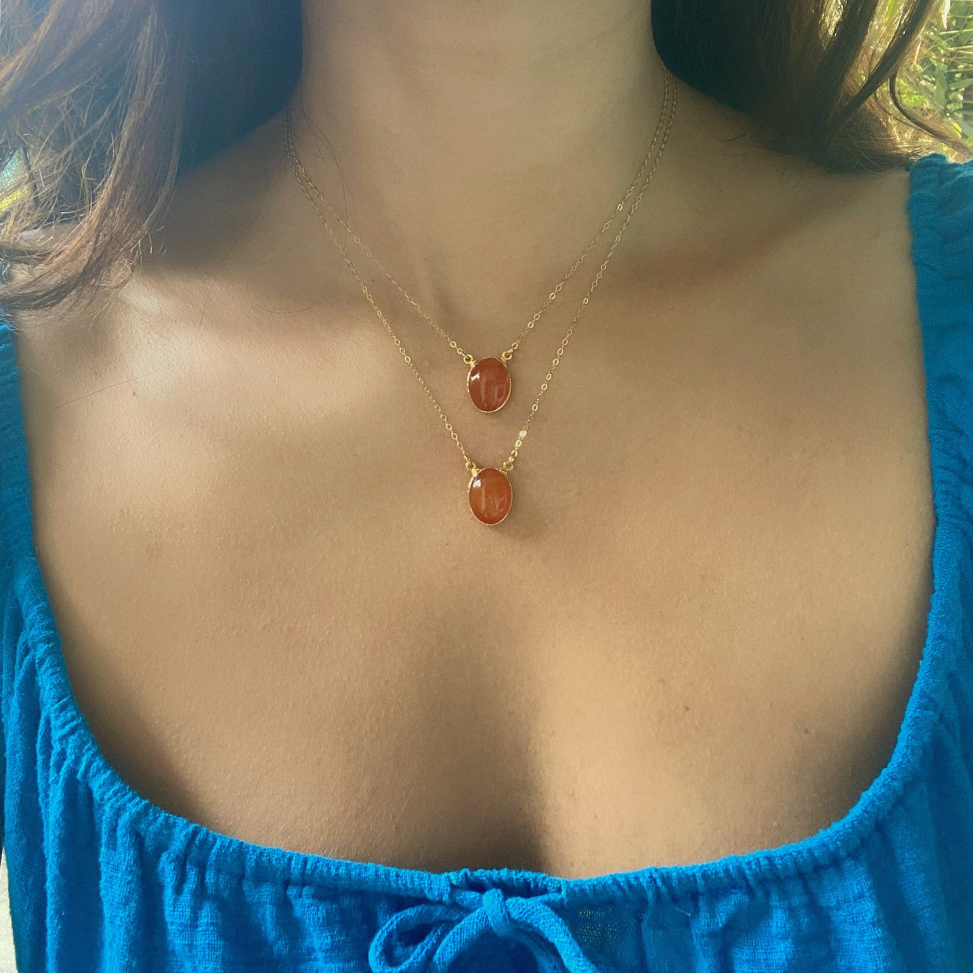 Carnelian Oval Pendant Necklace