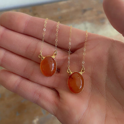 Carnelian Oval Pendant Necklace