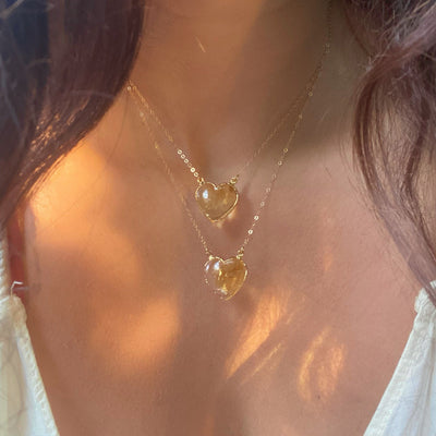 Citrine Heart Gold Necklace