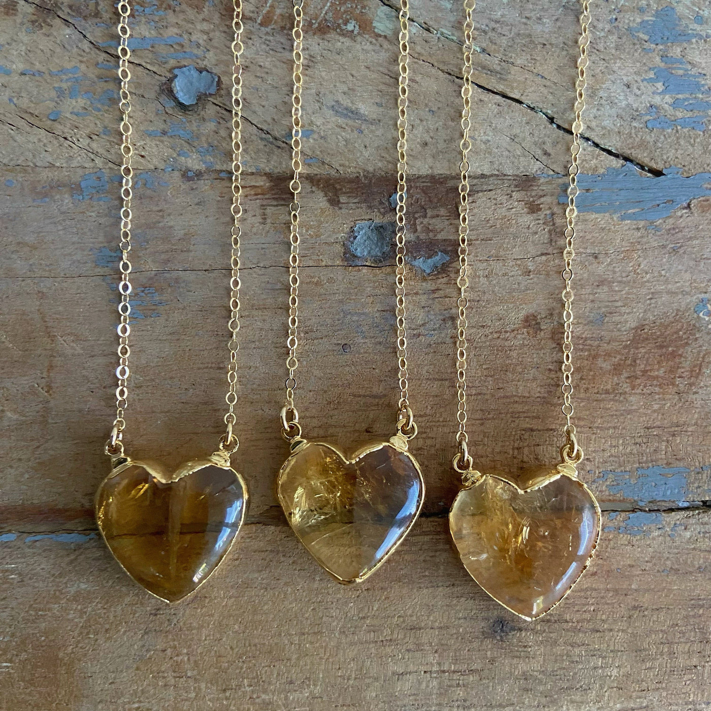 Citrine Heart Gold Necklace