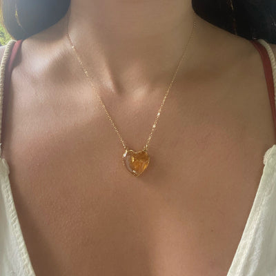 Citrine Heart Gold Necklace