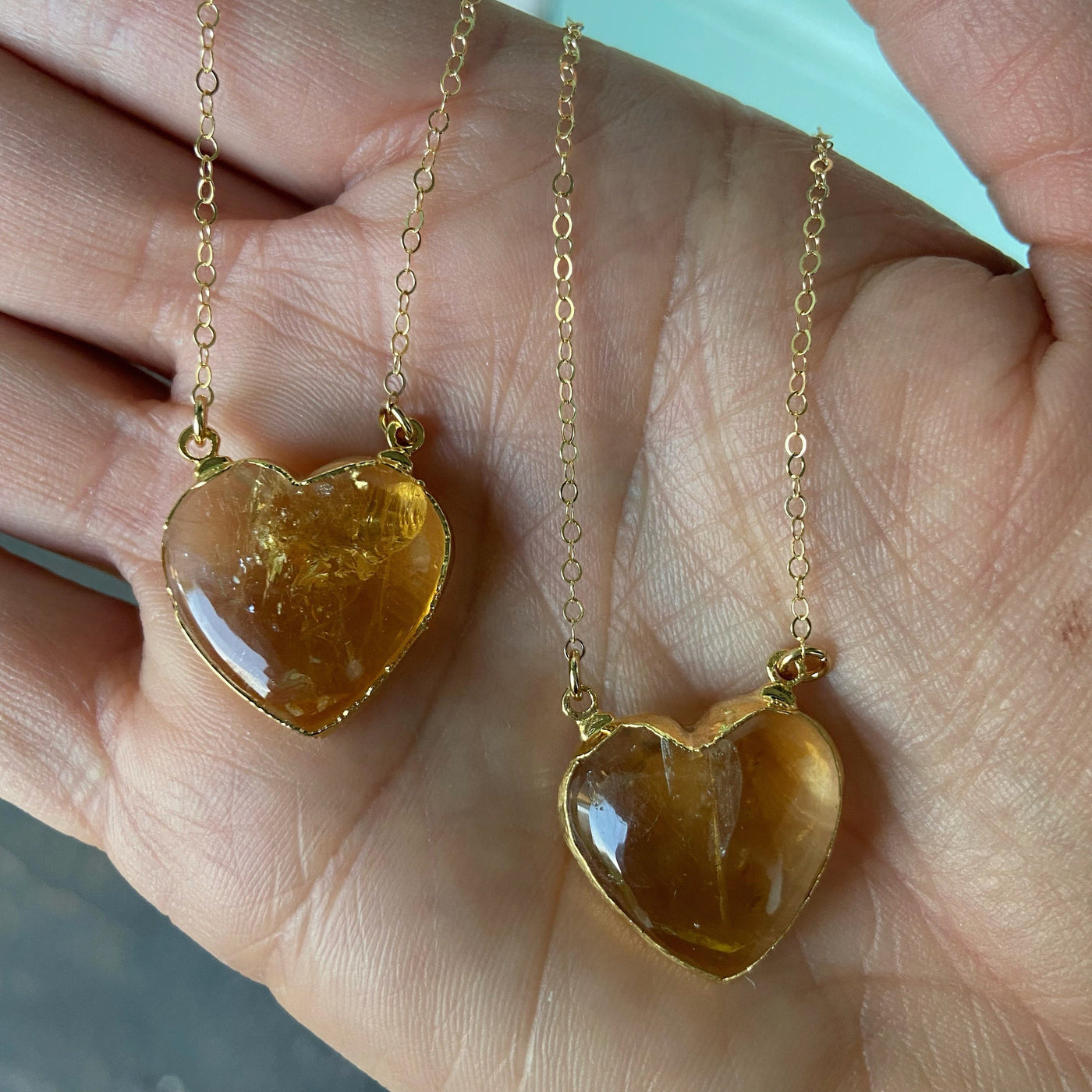 Citrine Heart Gold Necklace