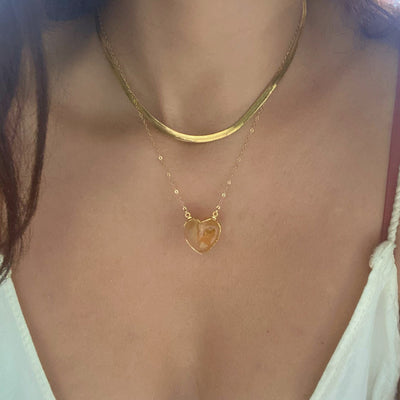 Citrine Heart Gold Necklace