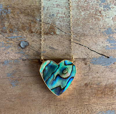 Gold Abalone Heart Shell Necklace