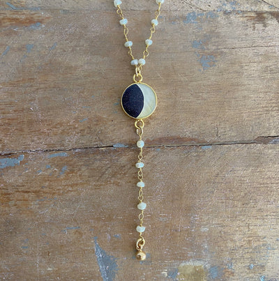 Pearl Moon Phase Lariat Necklace