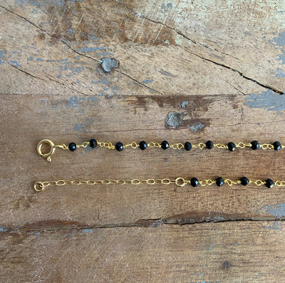 Black Onyx and Moonstone Lariat Necklace