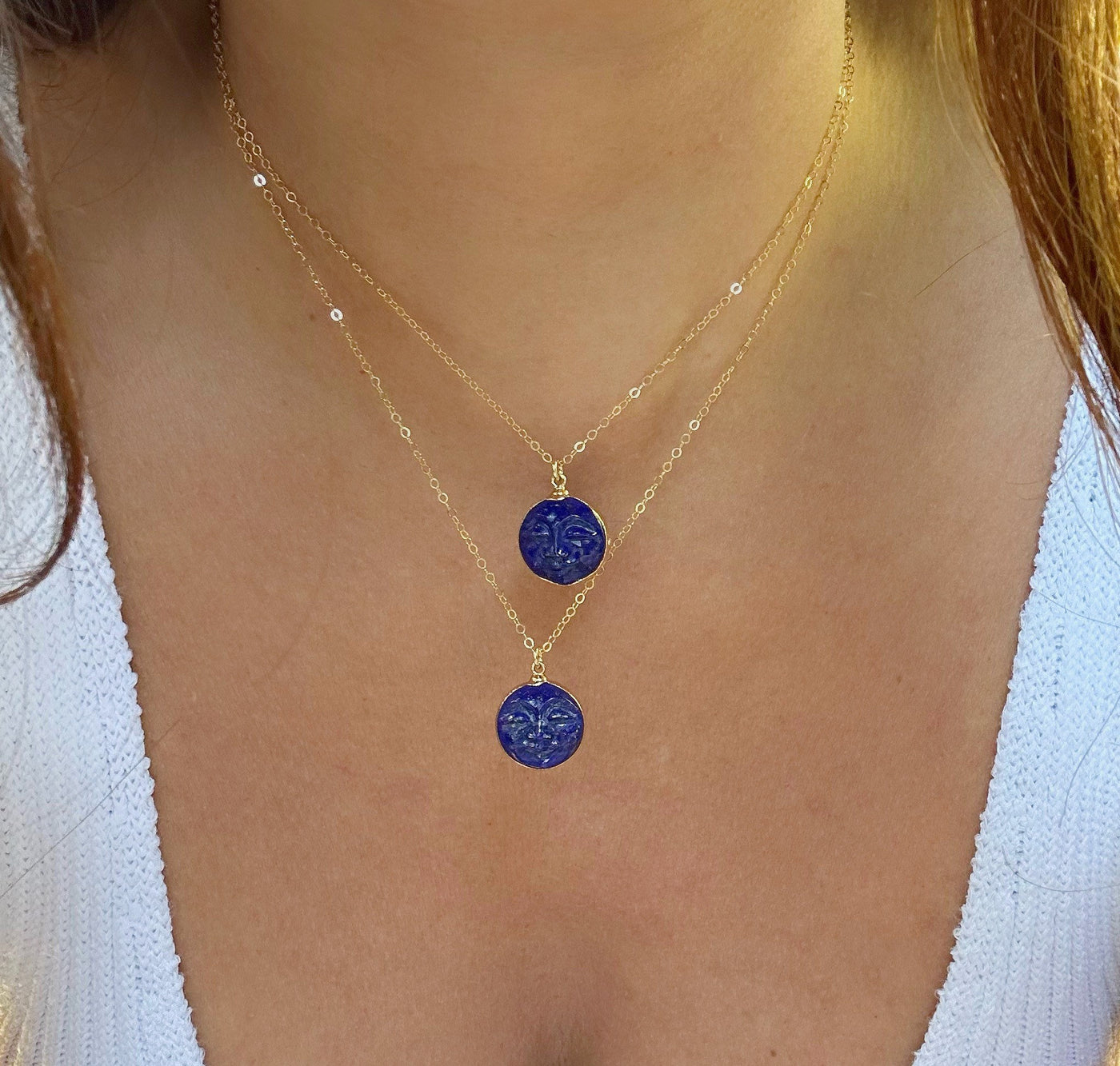 Man in the Moon Lapis Necklace