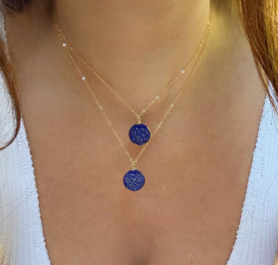 Man in the Moon Lapis Necklace