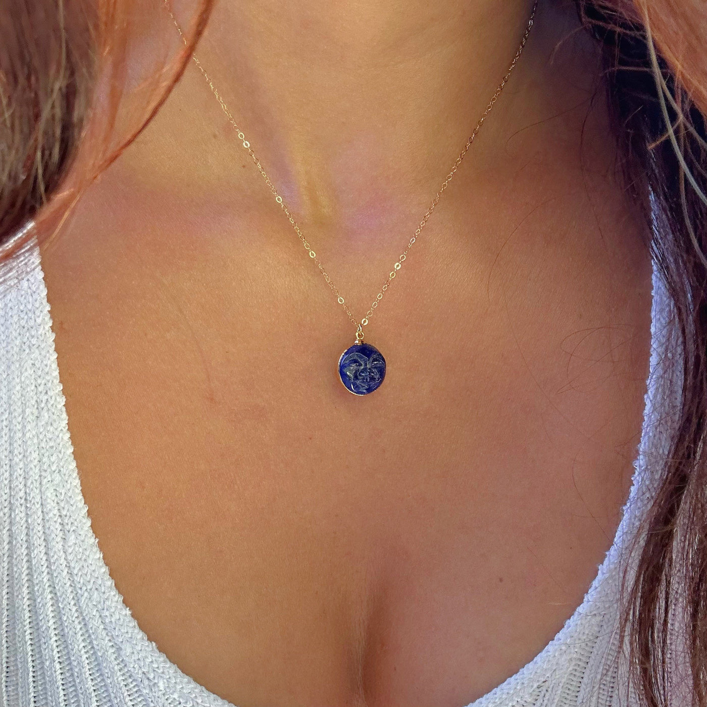 Man in the Moon Lapis Necklace