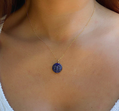 Man in the Moon Lapis Necklace