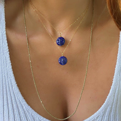 Man in the Moon Lapis Necklace