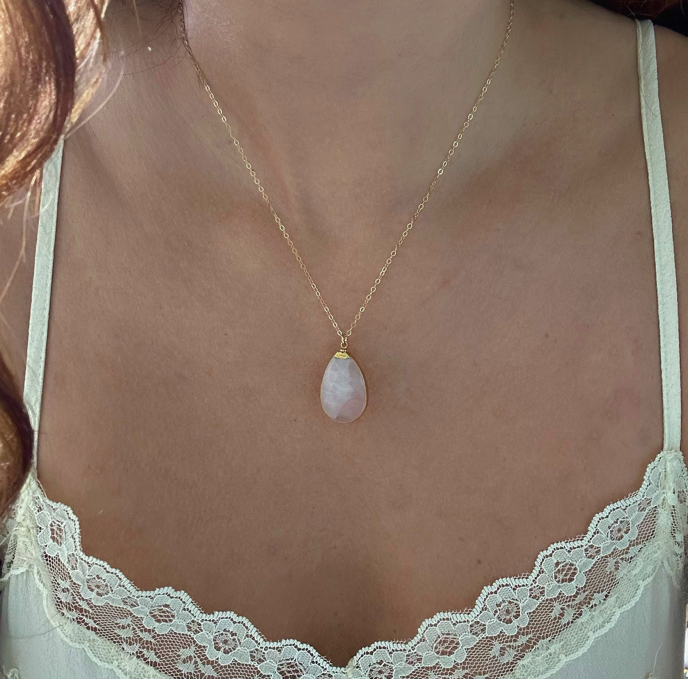 Large Rose Quartz pendant Necklace