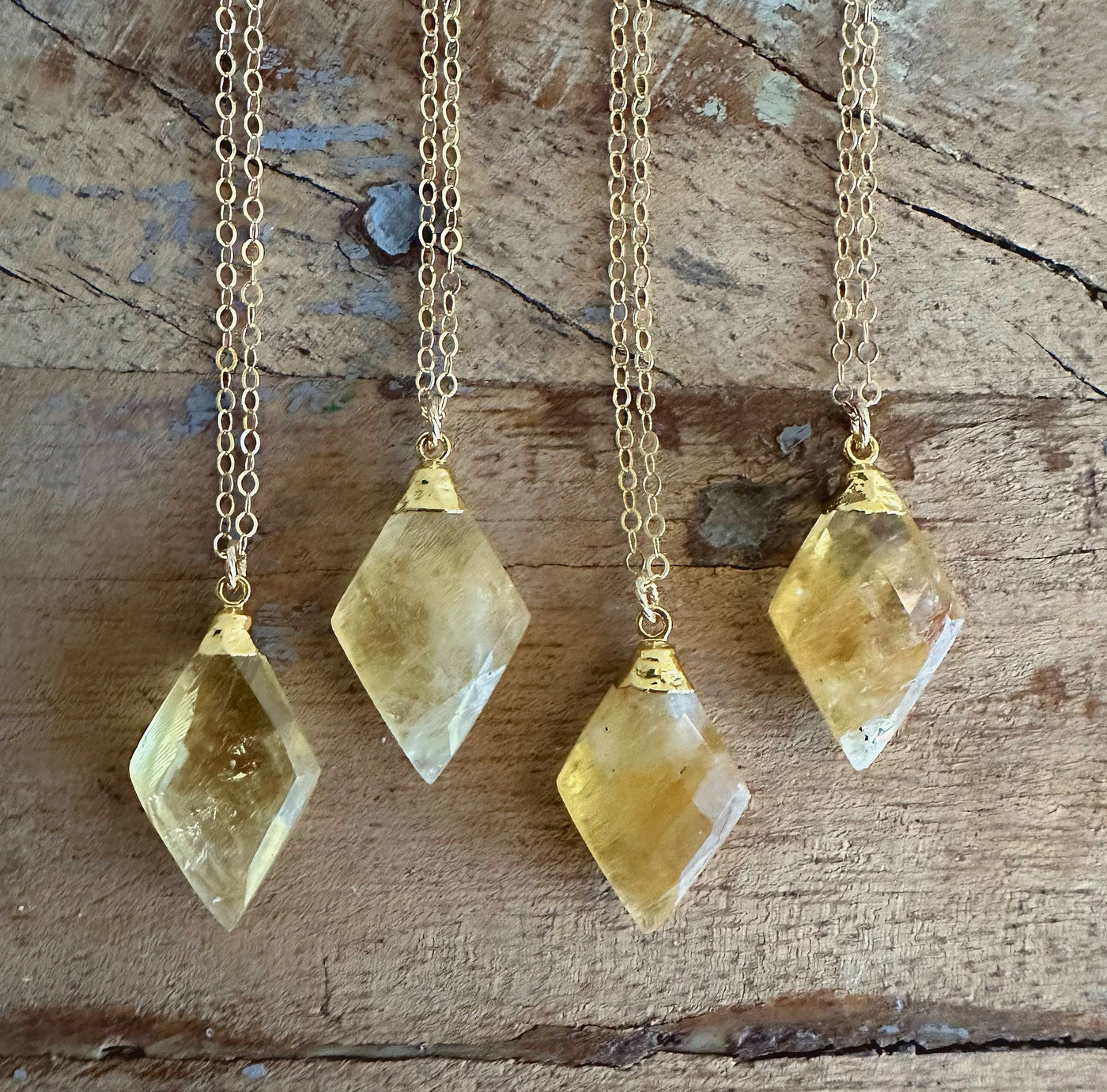 Citrine Pendant Gold Necklace