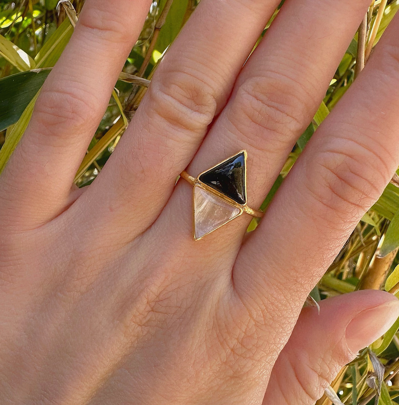 Black Tourmaline Selenite Ring