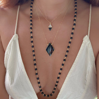 Black Tourmaline Selenite Necklace