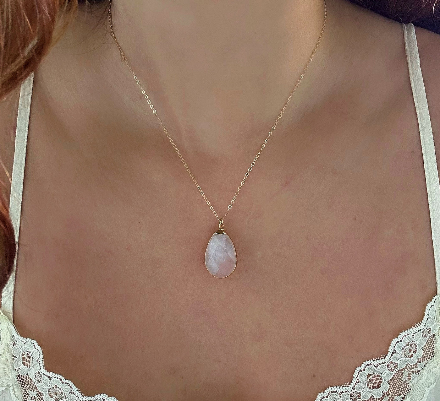 Large Rose Quartz pendant Necklace