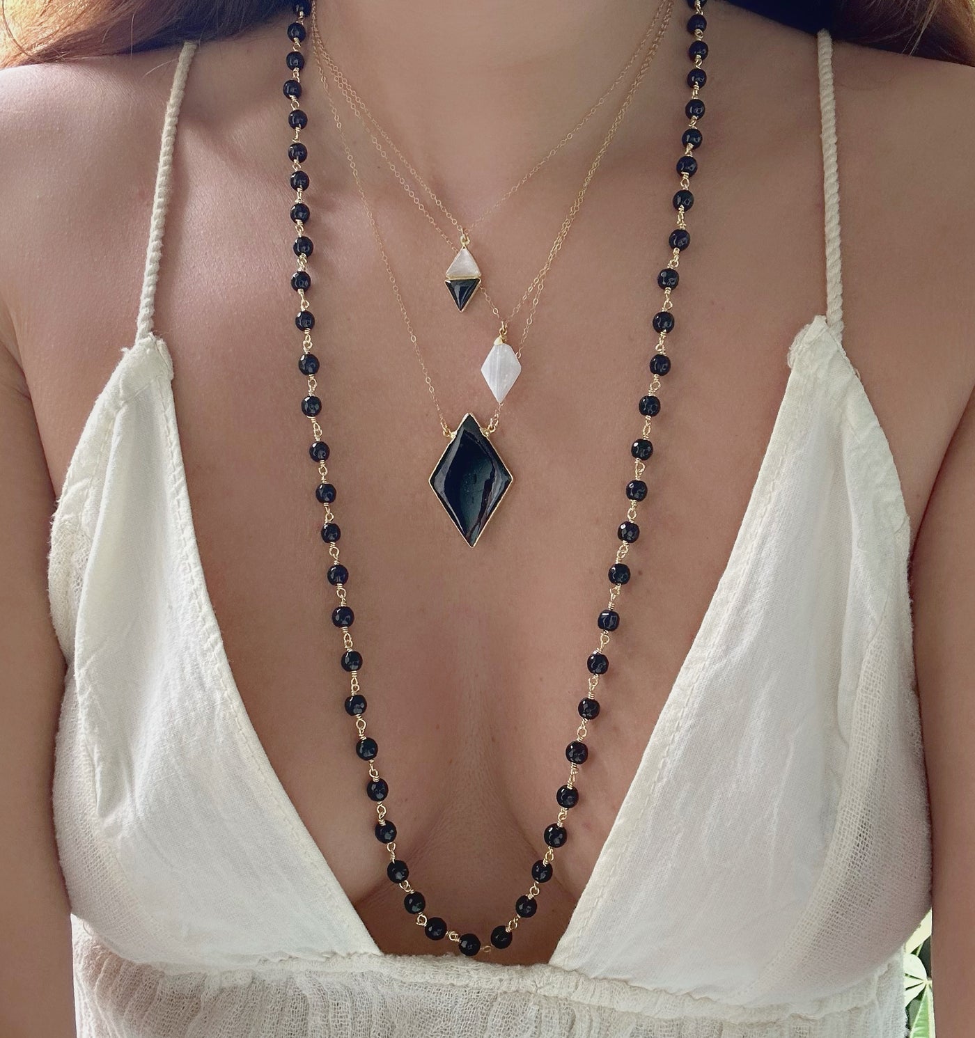 Black Tourmaline Selenite Necklace